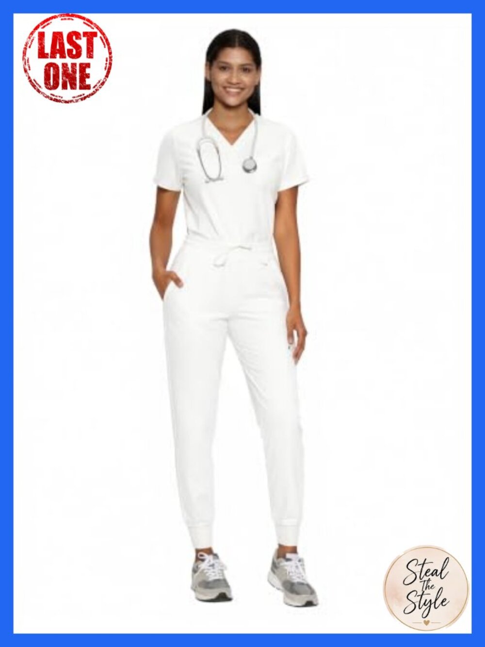 Women's Scrub Set V-Neck Top & Cargo Jogger Pants 9 Pockets Lightweight
